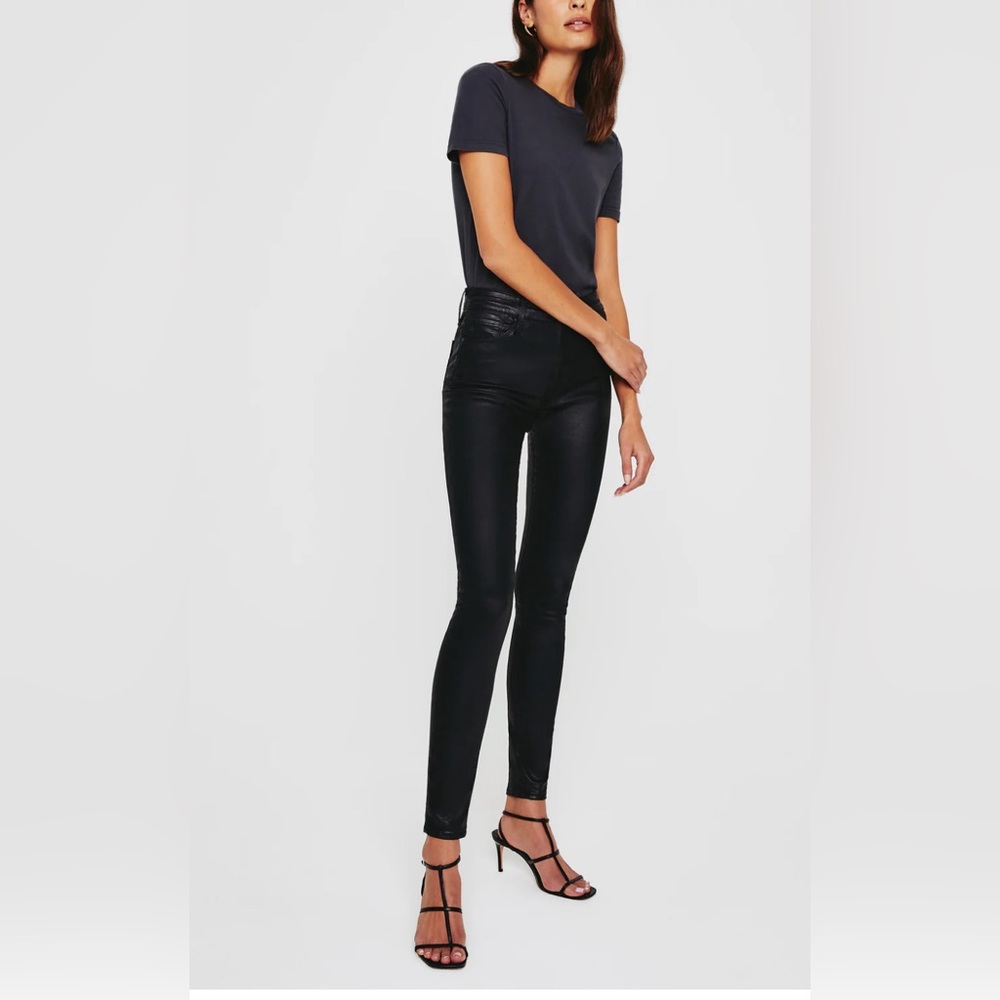 AG Farrah Skinny Leatherette-coated black 28R NWT